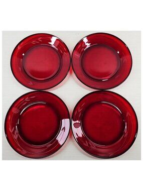 Princess House Heritage Ruby Luncheon Plate Set, Set of 4, 8" Diameter